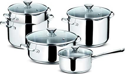 Lagostina Smart Set of Saucepans in Stainless Steel, 9 Pieces