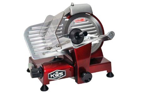 KWS Premium 180w Electric Meat Slicer 6"(Red) Stainless Blade, Frozen Meat/ Cheese/ Food Slicer Low Noises