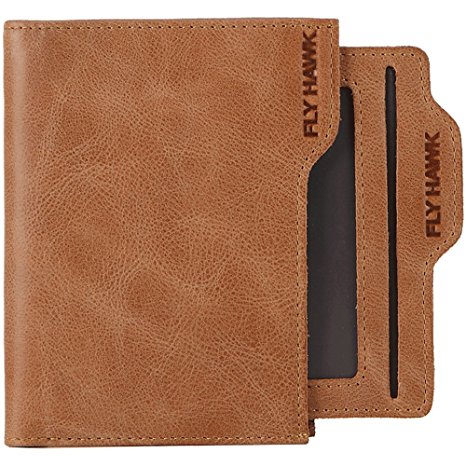FlyHawk Men's RFID Blocking Italian Genuine Handmade Leather Bifold Wallet
