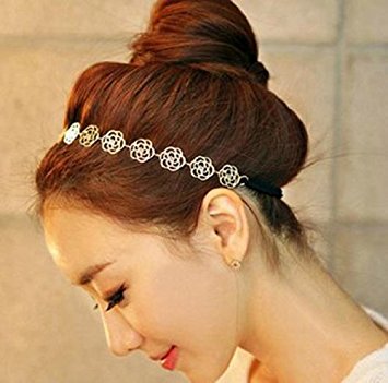 Sannysis 1PC Magic Sweet Lady Hollow Rose Flower Elastic Hair Band Headband For Girls