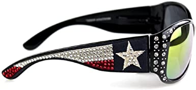 Montana West Lone Star Texas Flag USA Patriotic Bling Sunglasses Navy White Red