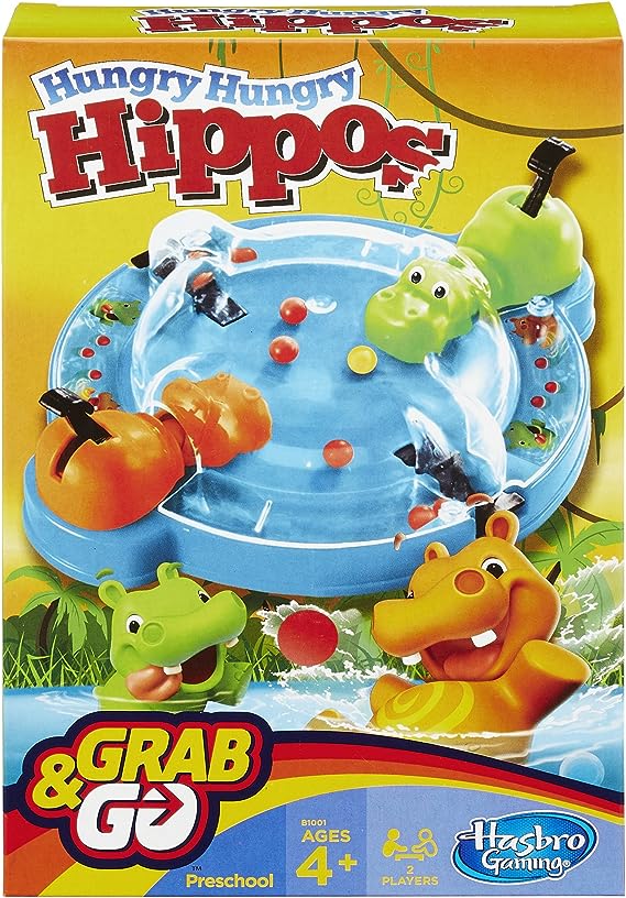 Elefun & Friends Hungry Hungry Hippos Grab & Go Game (Includes 2 Chomping Hippos)