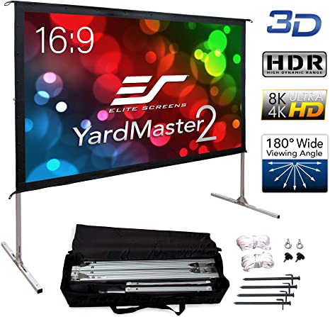 Elite Screens Yard Master 2, 110-inch 16:9, Foldable Outdoor Front Projection Movie Projector Screen, OMS110H2