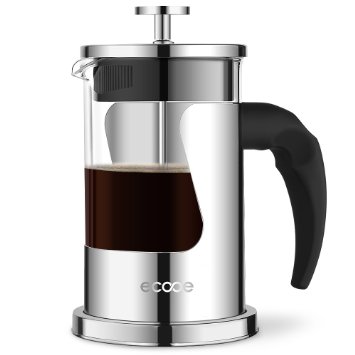 Ecooe Glass French Press Coffee Tea Maker with 4-filter 20 Oz Heat Resistant with Stainless Steel