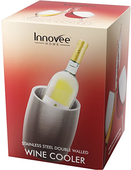 Innovee Wine Cooler Double Walled – Made from High Quality Stainless Steel – Sleek Design With Matte Brushed Surface – Ensures Your Wine Stays Chilled Every Time – BPA Free – Wine Bottle Chiller