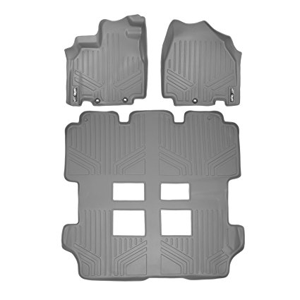 MAXFLOORMAT Floor Mats for Honda Odyssey (2011-2016) (3 Row Set) (Grey)