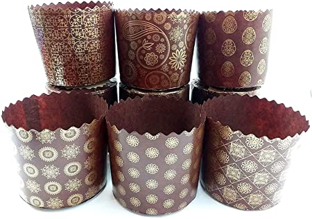 LOVARE Panettone Paper Mold Standart - 24pcs, H 3.54″x3.54″ W (9cm x9cm) Kulich Mold - Round Panettone Paper Baking Molds - Pans Paper Panettone - Easter Bread Baking Forms