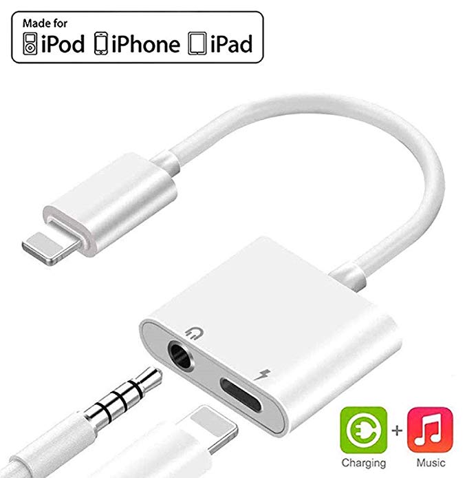 Headphone Adapter for iPhone 11 pro 3.5mm Jack Car Charger AUX Converter Splitter Charge & Audio Adapters Cables 2 in 1 for iPhone 11/11 Pro/8/8Plus/7/7Plus/X/10/Xs/Xs Max Dongle Earphone Adaptor