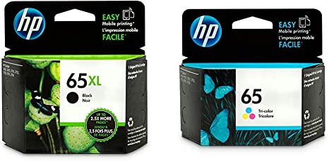 HP 65XL | Ink Cartridge | Black | N9K04AN & 65 | Ink Cartridge | Tri-Color | N9K01AN