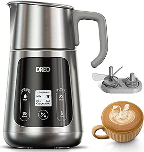 Dreo BaristaMaker Milk Frother, All-in-1, 27oz/800ml Hot/Cold Electric Foam Maker for Coffee, Latte Art-level Microfoam, Automatic Milk Warmer, Dairy/Plant-Based Milk, 30  Drinks, Dishwasher Safe