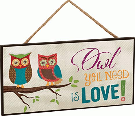 P Graham Dunn Owl You Need Is Love! Two Owls on Branch Decorative Hanging Sign - Made in USA