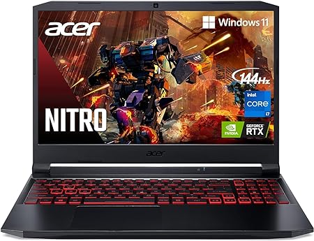 acer Nitro 5 AN515 Gaming Laptop Intel Core i7-11800H NVIDIA RTX 3050 Ti 15.6in FHD 144Hz LCD 16GB 512GB SSD Killer Wi-Fi 6 Backlit Keyboard (AN515-57 Renewed)