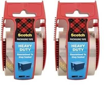 Scotch Heavy Duty Shipping Packaging Tape, 1.88"x 27.7 yd, Great for Packing, Shipping & Moving, Clear, 1 Dispensered Roll (142L) (Pack of 2)