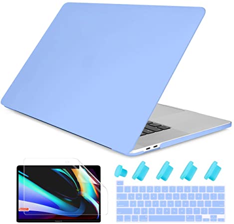 Dongke MacBook Pro 13 2020 Case Model A2251/A2289, Plastic Smooth Frosted Hard Shell Cover Case for MacBook Pro 13 inch with Retina Display and Touch Bar Fits Touch ID, Senerity Blue