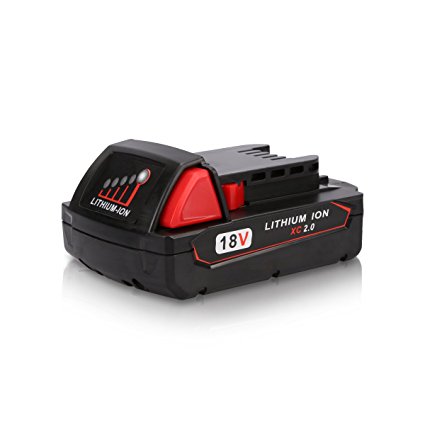 ANTRobut 48-11-1820 Milwaukee 2000mAh 18V REDLITHIUM Battery for Milwaukee 18volt 48-11-1815 2.0Ah Compact Milwaukee 18-Volt Lithium-ion Cordless Power Tool Battery