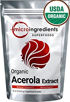 Micro Ingredients Certified ORGANIC Brazilian Acerola Cherry Extract Powder, 8 Ounce