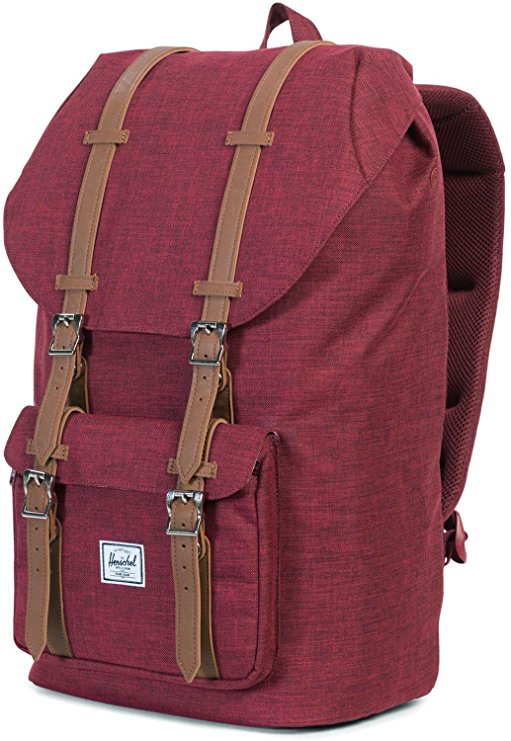 Herschel Supply Co. Little America Backpack, Winetasting Crosshatch/Tan Synthetic Leather