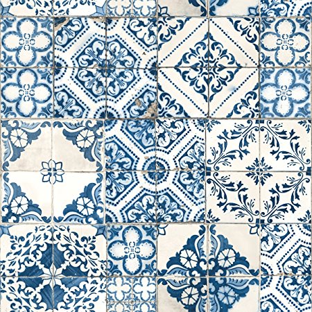 Mediterranian Tile Repositionable and Removable Peel and Stick Wallpaper