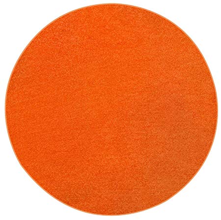 Ambiant Pet Friendly Solid Color Area Rug Orange - 4' Round with Non Slip Backing