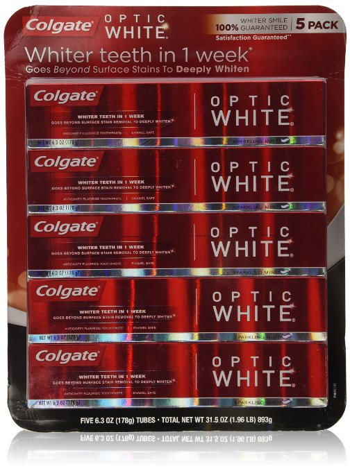 Colgate Optic White Toothpaste (5 Pack, 6.3 oz each, 31.5 oz total)