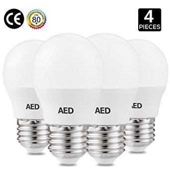 AED Lighting 3W LED Bulbs, 25W Incandescent Bulb Equivalent, Not Dimmable 250lm Warm White 2700K G14 E26 Base LED Light Bulbs for home, 4-Pack