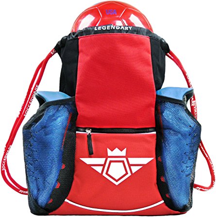 Soccer Bag Backpack - XL Capacity | Kids & Adult | Heavy Duty | Fits Soccer Ball, Shoes / Cleats | U5 - U22 Boys/Girls Adjustable Size I By Soccerware
