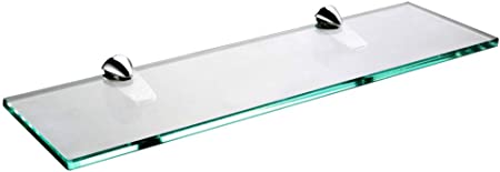 XVL 15.5-Inch Bathroom Glass Shelf, Chrome GS3004B-L