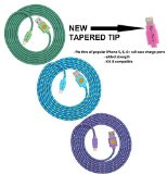 NEWLY DESIGNED High Quality - 6ft2m Braided Nylon Lightning Charging Cables for Apple iPhone 5 5C 5S iPhone 6 6 Plus iPad 4 Mini iPod Touch 5Nano 7 8 pin to USB - 3packteal-blue-purple