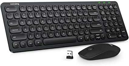 VicTsing Compact Wireless Keyboard and Mouse Combo, 2.4G Ultra Slim Keyboard and Mouse Set, 98% Noise Reduction, Energy-Saving, 4 Separate Multimedia Keys, for PC Laptop Mac iMac Windows