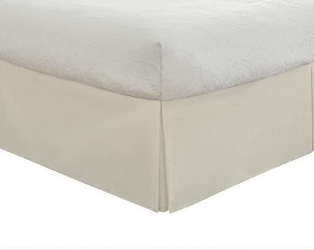 Lux Hotel Bedding Tailored Bed Skirt, Classic 14” Drop Length, Pleated Styling, Twin, Ivory