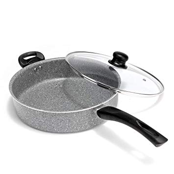 MICHELANGELO 5 Quart Saute Pan with Lid & Helper Handle, Ultra Nonstick Deep Skillet with Lid, Granite Nonstick Frying Pan 11 Inch, Deep Saute Pan 5 Quart, Deep Fry Pan, Induction Compatible