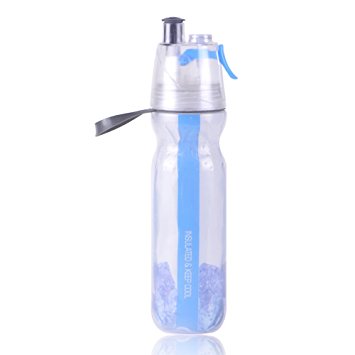 500ML/17OZ Insulated Bike Spray Water Bottle With Straw Squeeze Double Wall (L.G.)