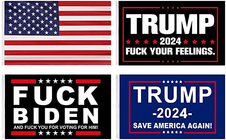 Trump 2024 Flag Fuck Biden Flag 3x5 ft Make America Great Again Flag Double Stitch Around The Edge with Two Brass Buttonholes 4 Patterns