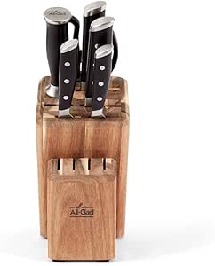 All-Clad Forged German Stainless Steel Knife Set and Acacia Wood Block 7 Piece, Fully Forged, Expert Precision, Home Knife Set, Cookware Knife Block Set, Kitchen Knives, Ultra Sharp, Kitchen Utensils