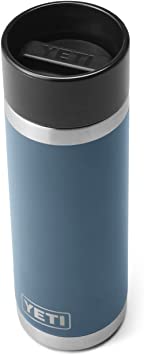 YETI Rambler 18 oz Bottle, Stainless Steel, Vacuum Insulated, with Hot Shot Cap, Nordic Blue