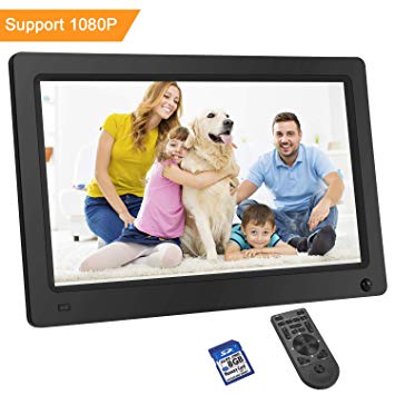 LESHP Digital Photo Frame 15.6 Inch 1920x1080 Hi-Res with IPS LCD and Motion Sensor 1080P Full HD Video Playback Photo Calendar Slideshow Music Video Player Non-WiFi （Gift：8G Card Class 10）