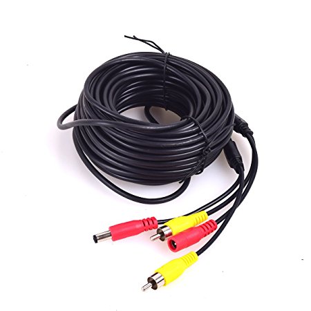 E-KYLIN Car RCA DC Audio Video AV Extension Cable for CCTV Security, Car Truck Bus Trailer Reverse Parking Camera (10 Meters/32 Feet) - 2 in 1 RCA Video & DC Power Cable