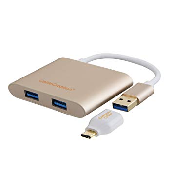 CableCreation USB Hub, 4-Port Aluminum USB 3.0 Hub   USB-C Adapter, Compatible iMac, MacBook Pro,MacBook Air 2018,Mac Mini, Lenovo Yoga 910/920, Dell XPS 13/15, Gold Aluminum