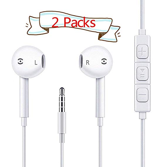 OPUDA Headphones, in-Ear Earbuds Noise Isolation Headsets Heavy Bass Earphones with Microphone Compatible iPhone Samsung iPad and Most Android Phones (White)