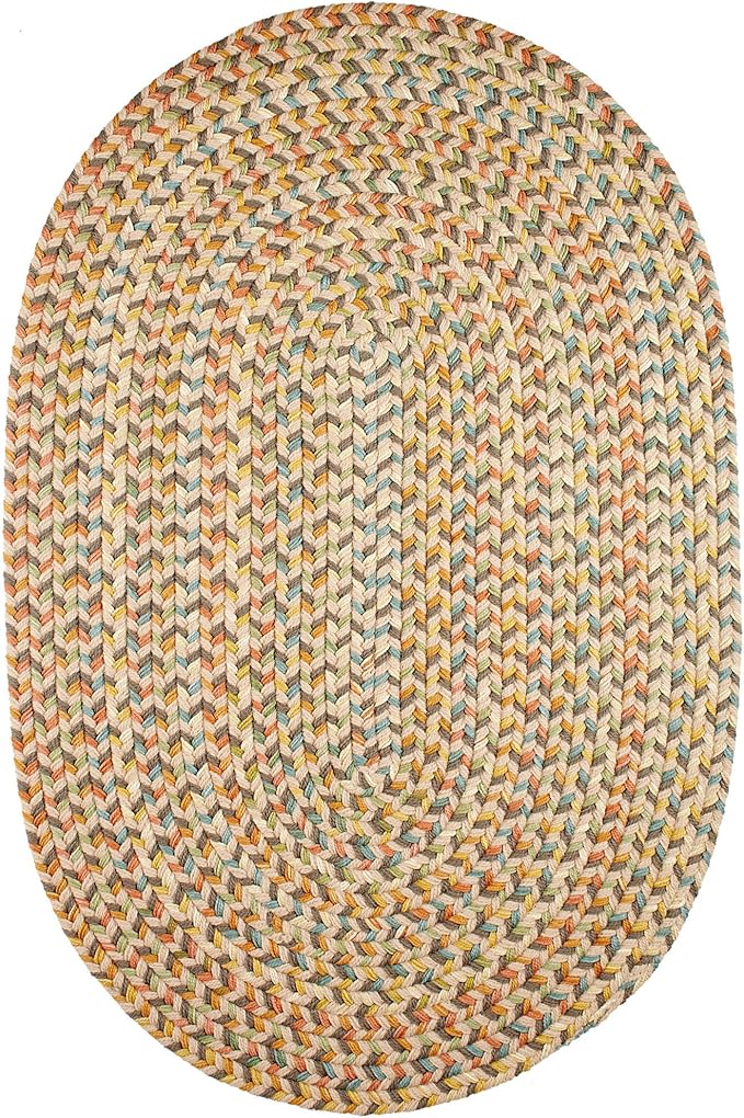 Super Area Rugs Confetti Braided Rug Traditional Rug, Earth Beige, 10' X 13' Oval