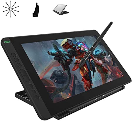 2020 HUION Kamvas 13 Android Support Graphics Drawing Tablet Monitor with Full Laminated Screen Battery-Free Stylus 8192 Pressure Sensitivity Tilt 8 Express Keys Adjustable Stand -13.3 inch, Black