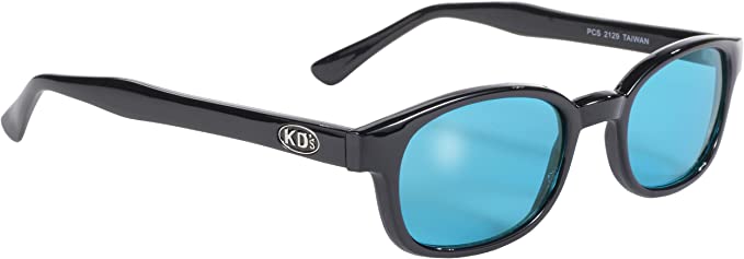 Pacific Coast Original KD's Biker Sunglasses (Black Frame/Turquoise Lens)