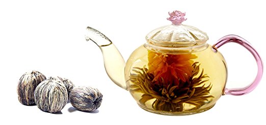 Tea Beyond Tea Set Teapot and Flowering Tea Set (20 oz Pink Fab Bloom 4cts)