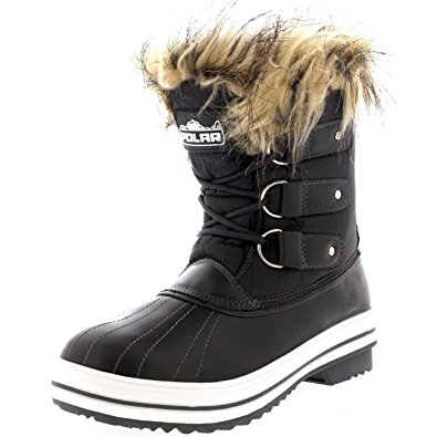 Polar Products Womens Lace Up Rubber Sole Short Winter Snow Rain Shoe Boots