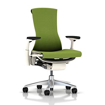 Herman Miller Embody Chair: Fully Adj Arms - White Frame/Titanium Base - Standard Carpet Casters