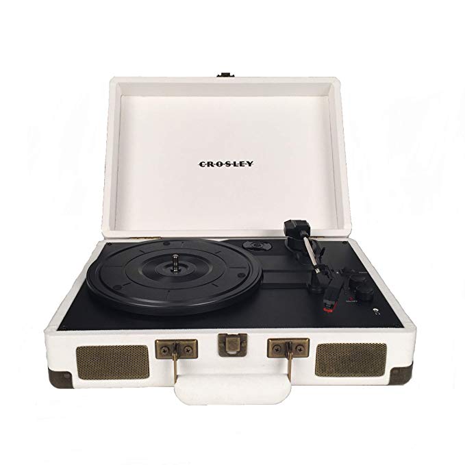 Crosley CR8005D-SU Cruiser Deluxe Portable 3-Speed Turntable Bluetooth (White Nomad)
