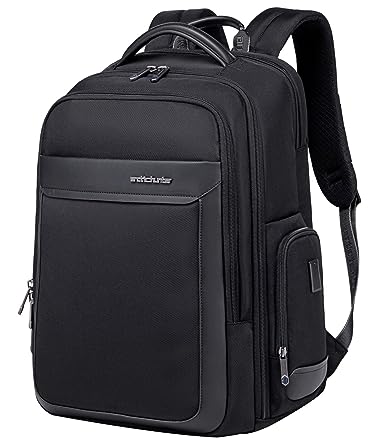 Arctic Hunter Office Backpack, Laptop Bag for Men 45L Large Business Backpack with Shockproof 17-inch Laptop Compartment & 10.9‘’ iPad Compartment Polyester IPX-6 Water-resistant Preminum Travel Backpack with Multi-Pockets USB Port Earpohone Jack Smart Bag for Men and Women, Black