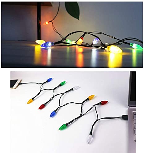 2PCS LED Christmas Lights Phone Charging Cable, USB and Bulb Charger, 50 Inch 10 LED Multicolor Compatible with Phone 5 5s 6 6plus 6s 6s Plus 7 7plus 8 8plus X XR XS XS Max 11Pro Max etc