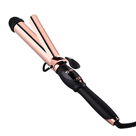 Deogra Curling Wand 1-1.25 Inch Professional Ceramic Titanium Barrel Curling Iron Adjustable Temperature Fast Heat Up with Heat-resistant Pouch(Rose Gold)