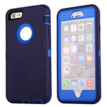 Iphone 6s Plus/6 Plus case, Lordther Armor Cases ShieldOn Series [Heavy Duty] Silicone TPU Cover with [Bonus Removable Build-in Screen Protector] Only for Iphone 6/6s Plus 5.5 Inches (Dark Blue)